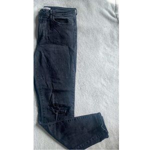 high waisted black distressed jeans